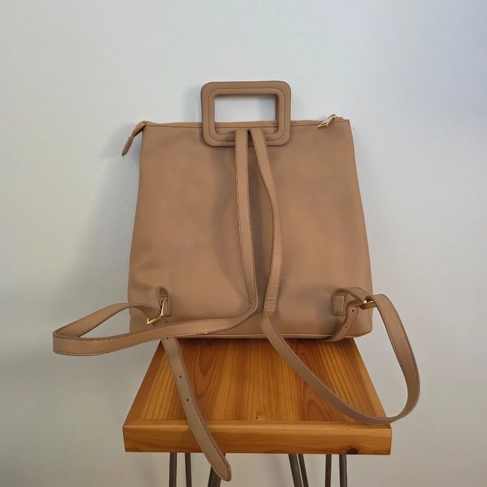 Summer & Rose Vegan Leather Backpack Tote Bag in Beige - NWOT